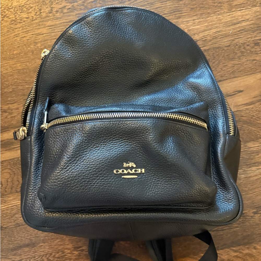 Coach Charlie Black Pebble Leather Backpack